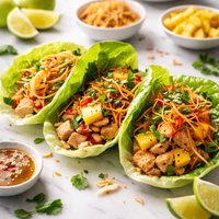 Mango Chicken Lettuce Wraps with Crispy Noodles