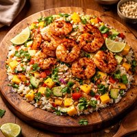 Mango Rice Salad with Grilled Shrimp