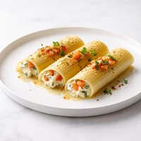 Manicotti Shells Filled with Cheese and Smoked Salmon Bits