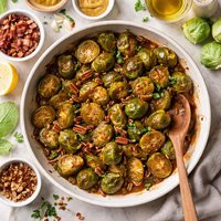 Maple and Dijon Glazed Brussels Sprouts