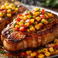 Maple Glazed Pork Chops with Roasted Corn Relish