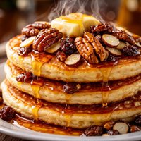 Maple Pecan Almond Raisin Pancakes