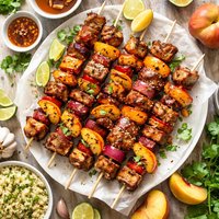Maple Pork and Peach Skewers