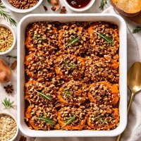 Maple Squished Sweet Potato Bake W Spiced Pecan Streusel