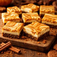 Marbled Pumpkin Cheesecake Bars with a Gingersnap Crust