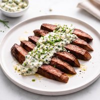 Marinated Flank Steak with Blue Cheese Schmear
