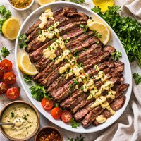 Marinated Flank Steak with Mustard Sauce