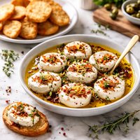 Marinated Goat Cheese Rounds with Crostini