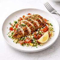 Marinated Grilled Chicken with Couscous Tomato Salad