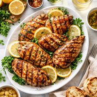 Marinated Grilled Chicken with White Wine Garlic and Lemon