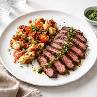 Marinated Grilled Flank Steak with Blt Smashed Potatoes