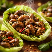 Marinated Mushrooms in Lettuce Cups