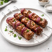 Marinated Pork and Red Onion Kebabs