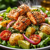 Marinated Roasted Salmon Potato Salad