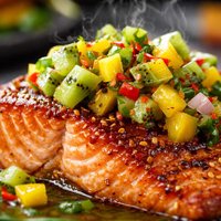 Marinated Salmon with Kiwi Mango Relish