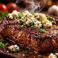 Marinated Steak with Blue Cheese