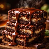Mascarpone Brownies with Honey Chocolate Sauce