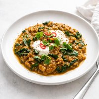 Mashed Aubergine and Spinach Curry Recipe