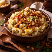 Mashed Potatoes with Onions and Pine Nuts