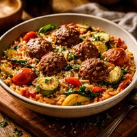 Meatballs with Orzo and Italian Vegetables