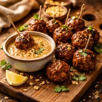 Meatballs with Satay Dipping Sauce