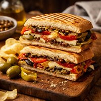 Meatless Muffuletta Panini