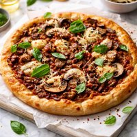 Meatless Mushroom Bolognese Pizza