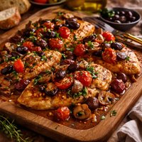 Mediterranean Chicken with Tomatoes Kalamata and Mushrooms