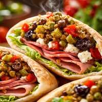 Mediterranean Pitas with Muffaletta Relish