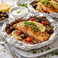 Mediterranean Salmon Fillets Baked in Foil