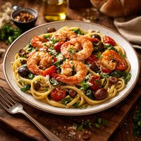 Mediterranean Shrimp and Linguine