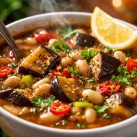 Mediterranean Thai Eggplant White Bean Soup
