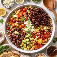 Mediterranean White Bean Salad with Balsamic Caramelized Onions