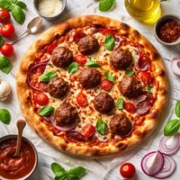 Mega Meatball Pizza
