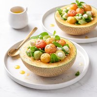 Melon Bowls with Honey Dressing
