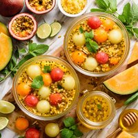 Melon in Passionfruit Ginger Syrup