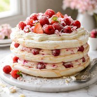 Meringue Raspberry Cream Torte