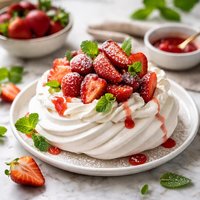 Meringue with Strawberries and Cream