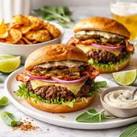Mesa Burgers with Sage Aioli and Spicy Chips