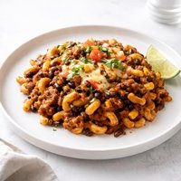 Mexi Ground Beef Chili Macaroni Casserole