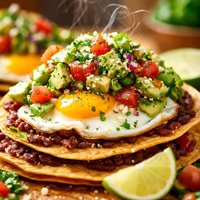 Mexican Breakfast Tostadas with Avocado Pico De Gallo
