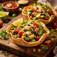 Mexican Chicken Salad in Tortilla Bowls