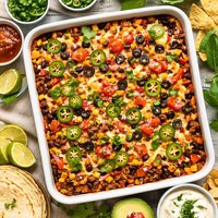 Mexican Layered Beef and Bean Casserole