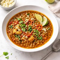 Mexican Lentil Soup with Roasted Garlic and Chilies