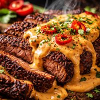 Mexican Spiced Steak with Chipotle Con Queso Sauce