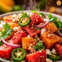 Mexican Watermelon Papaya Salad with Tequila Vinaigrette