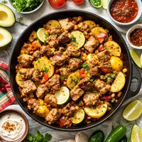 Mexican Yellow Squash with Cubed Pork Steaks