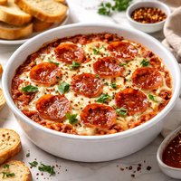 Microwave Layered Pepperoni Pizza Dip
