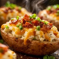 Microwave Version of Twice Baked Potatoes with Cheese and Bacon