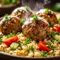 Middle Eastern Turkey Meatballs with Couscous